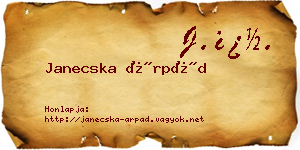 Janecska Árpád névjegykártya